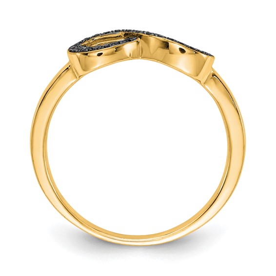 14k Yellow Gold Black Diamond Infinity Ring