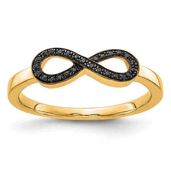 14k Yellow Gold Black Diamond Infinity Ring