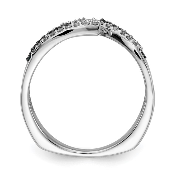 14k White Gold 1/2 carat Blue and White Diamond Fancy Bypass Ring