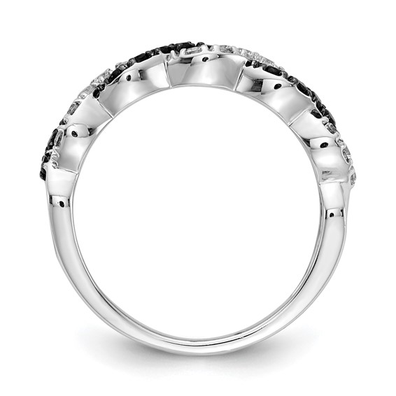 14k White Gold 1/2 carat Black and White Diamond Twist Ring