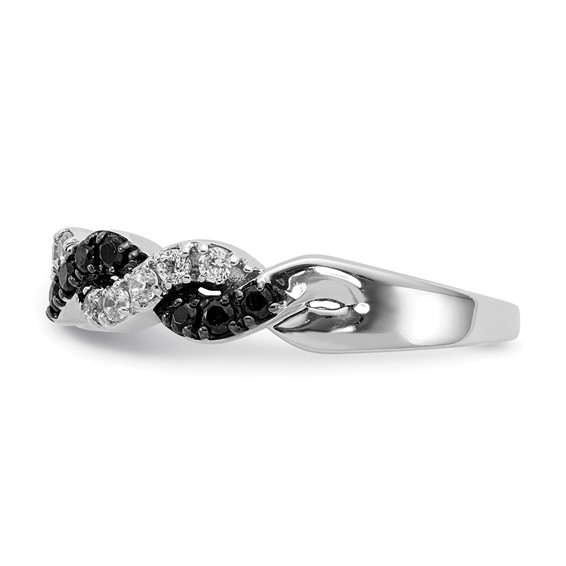 14k White Gold 1/2 carat Black and White Diamond Twist Ring