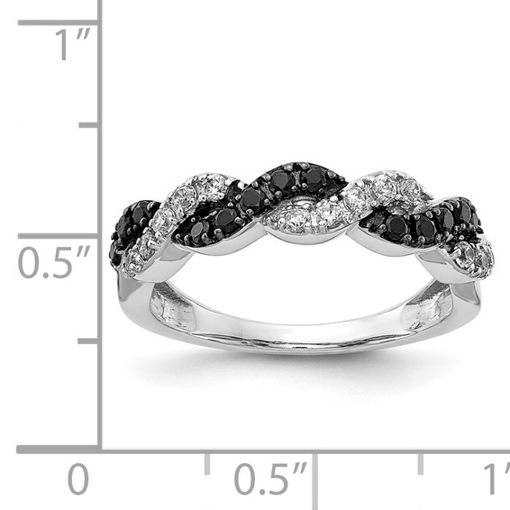 14k White Gold 1/2 carat Black and White Diamond Twist Ring