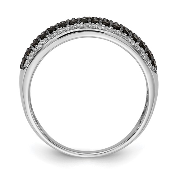 14k White Gold 7/8 carat White and Black Diamond Pave Band Ring