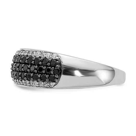 14k White Gold 7/8 carat White and Black Diamond Pave Band Ring