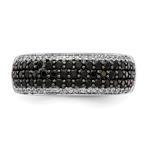 14k White Gold 7/8 carat White and Black Diamond Pave Band Ring