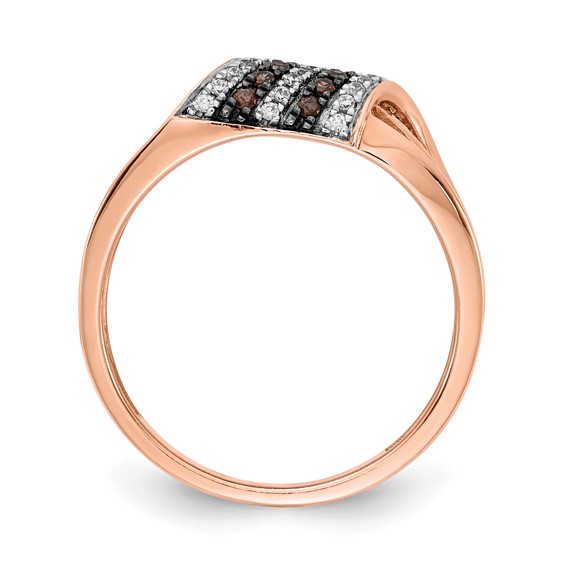 14k Rose Gold 1/3 carat White and Champagne Diamond Ring