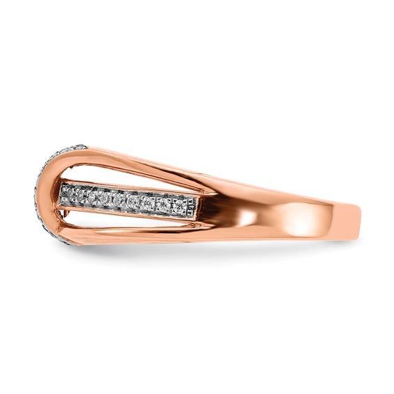 14k Rose Gold 1/3 carat White and Champagne Diamond Ring