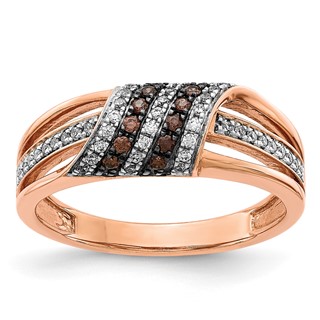 14k Rose Gold 1/3 carat White and Champagne Diamond Ring