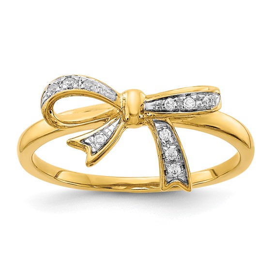 Gold Polished Dimaond Bow Rings
