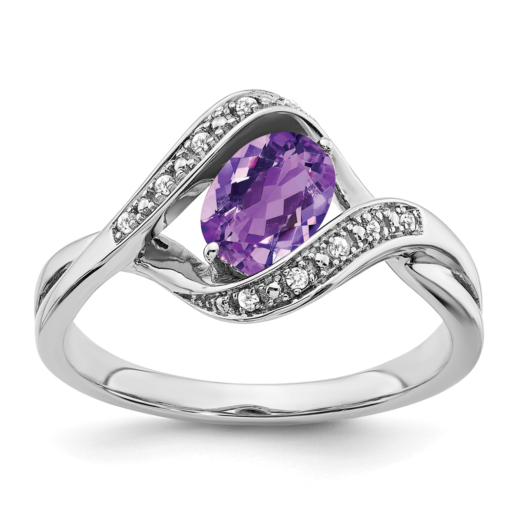 14k White Gold Oval Amethyst and Diamond Ring (RM5702-AM-005-WA)