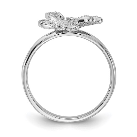 14k White Gold 1/10 carat AA Diamond Butterfly Ring