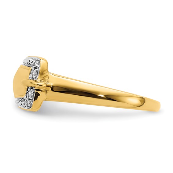 14k and White Rhodium Diamond Buckle Ring