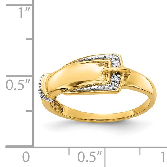 14k and White Rhodium Diamond Buckle Ring