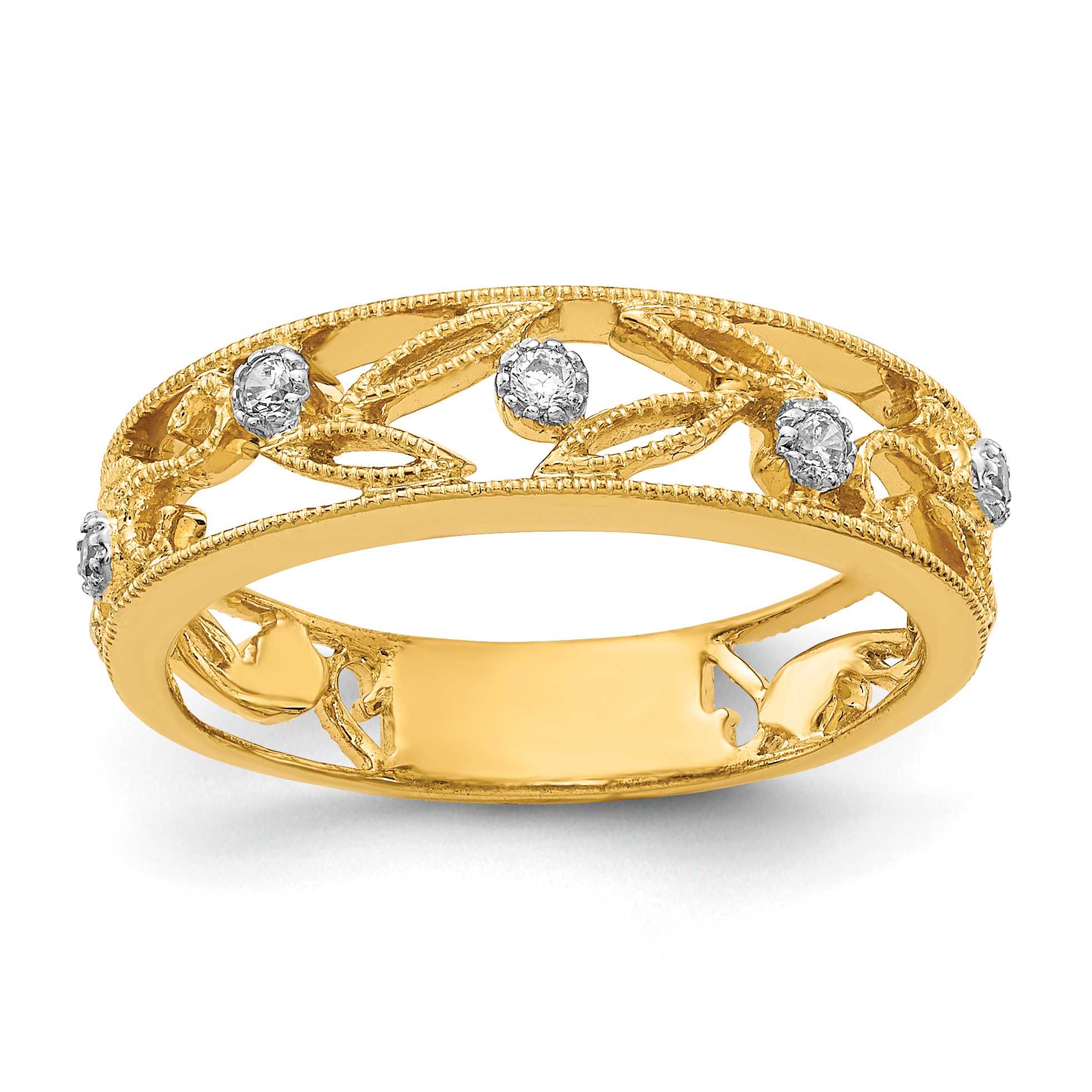 14k Flower Vine Design Diamond Ring (RM5705-006-YA)