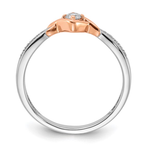 10k White Gold & Rose-tone Polished Fancy Diamond Ring