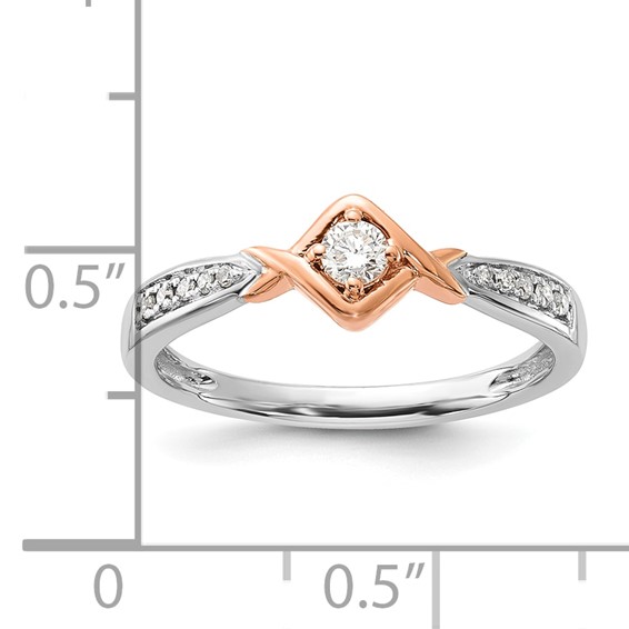 10k White Gold & Rose-tone Polished Fancy Diamond Ring