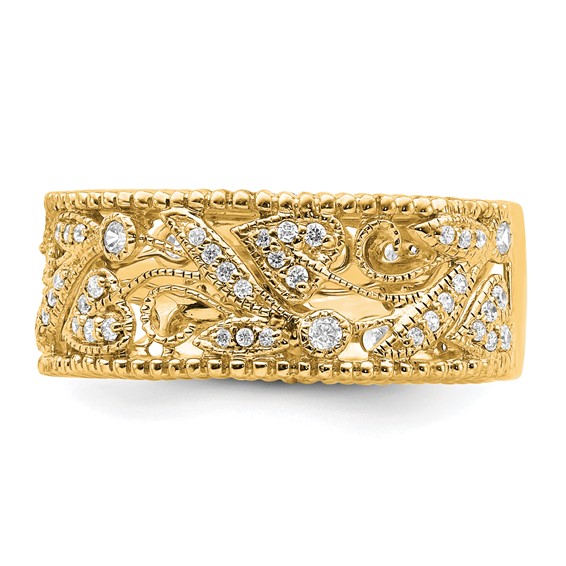 14k Yellow Gold Flower Design Diamond Ring