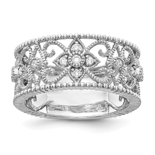 14K White Gold 0.25 Carat Lab Grown Diamond VS SI+ G+ Complete Fashion Band