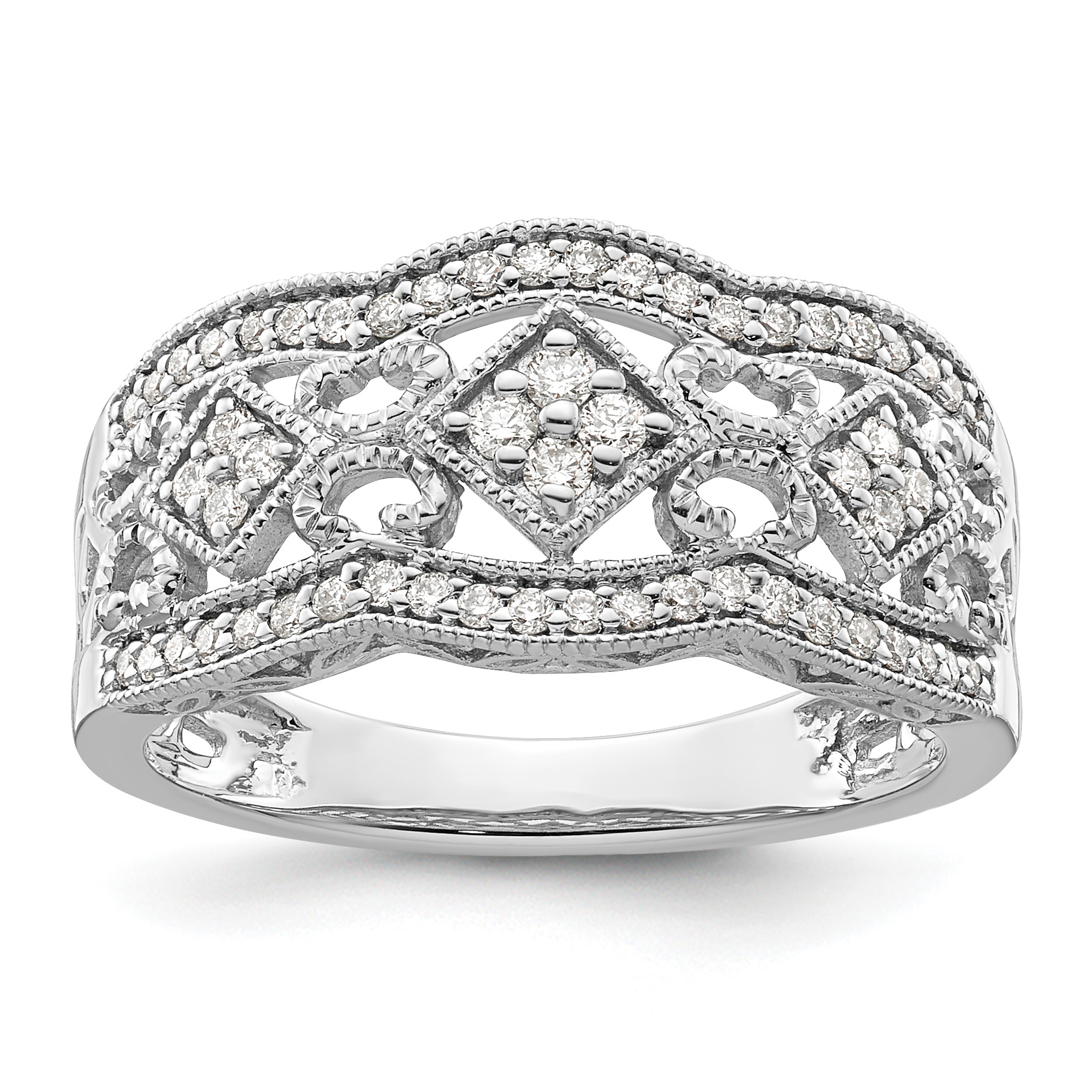 14k White Gold Diamond Vintage Ring (RM5710-033-WA)