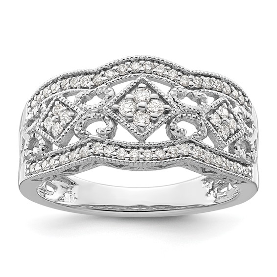 14k White Gold 1/4 carat Diamond Vintage Ring