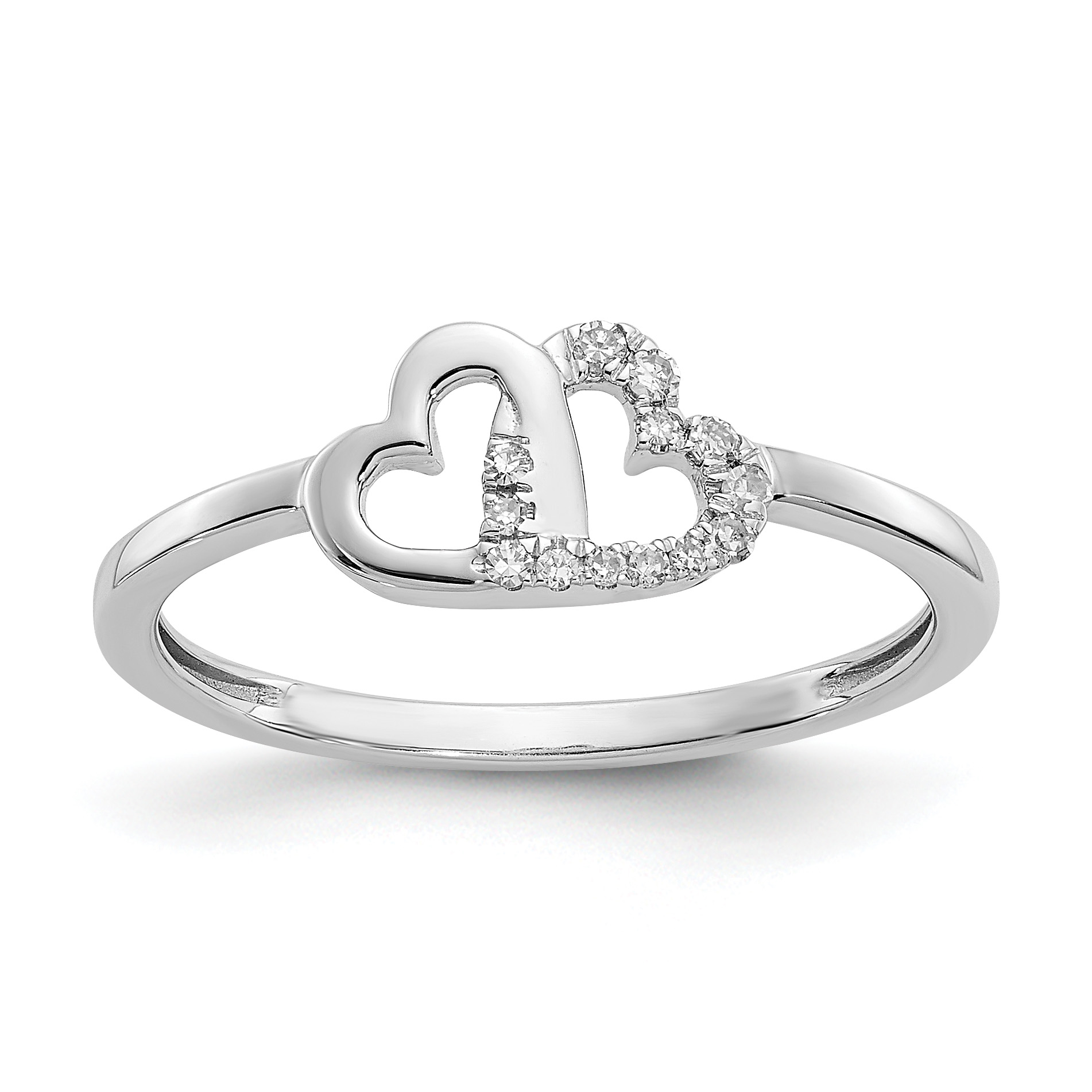 14k White Gold Diamond Double Heart Ring (RM5711-007-WA)