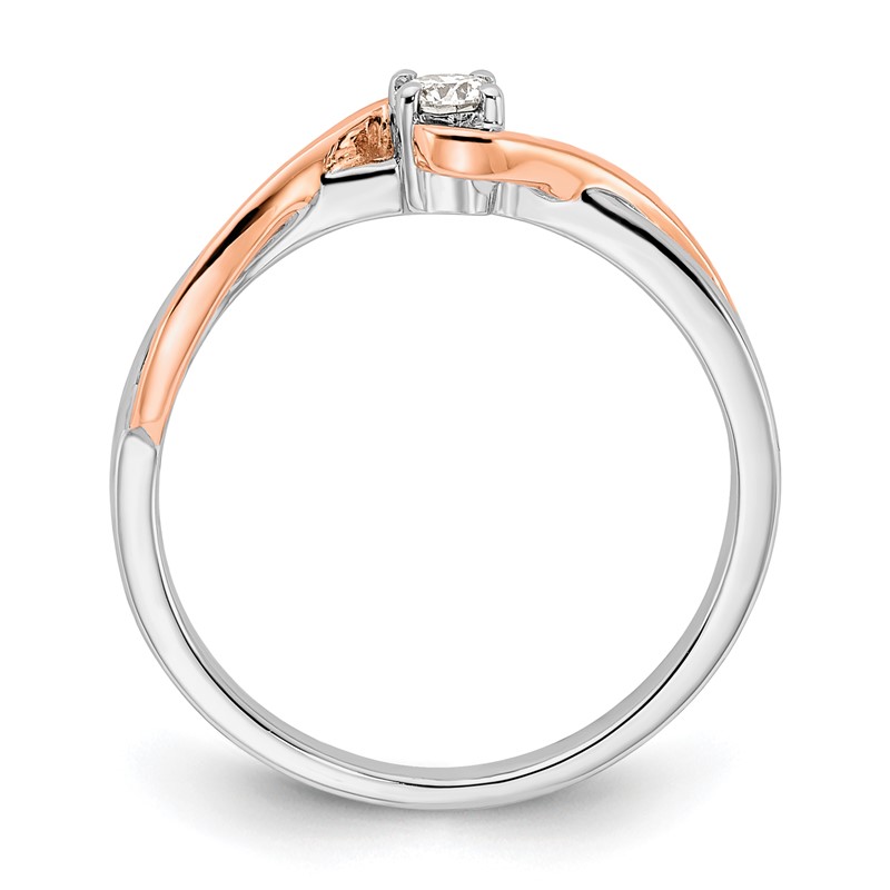 First Promise 14k Two-tone Rose and White Gold 1/8 carat Lab Grown Diamond VS/SI+ G+ Complete Petite Engagement Ring