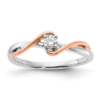 First Promise 14K Two-tone Rose and White Gold 0.12 Carat Lab Grown Diamond VS SI+ G+ Complete Petite Engagement Ring view 1