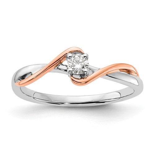 First Promise 14K Two-tone Rose and White Gold 0.12 Carat Lab Grown Diamond VS SI+ G+ Complete Petite Engagement Ring
