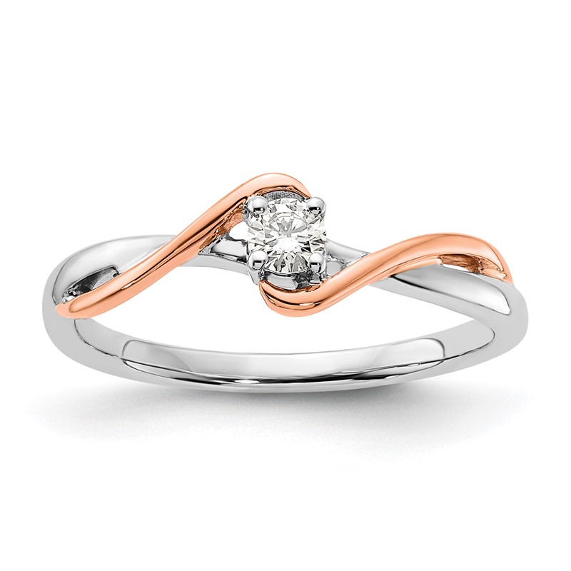 First Promise 14k Two-tone Rose and White Gold 1/8 carat Lab Grown Diamond VS/SI+ G+ Complete Petite Engagement Ring