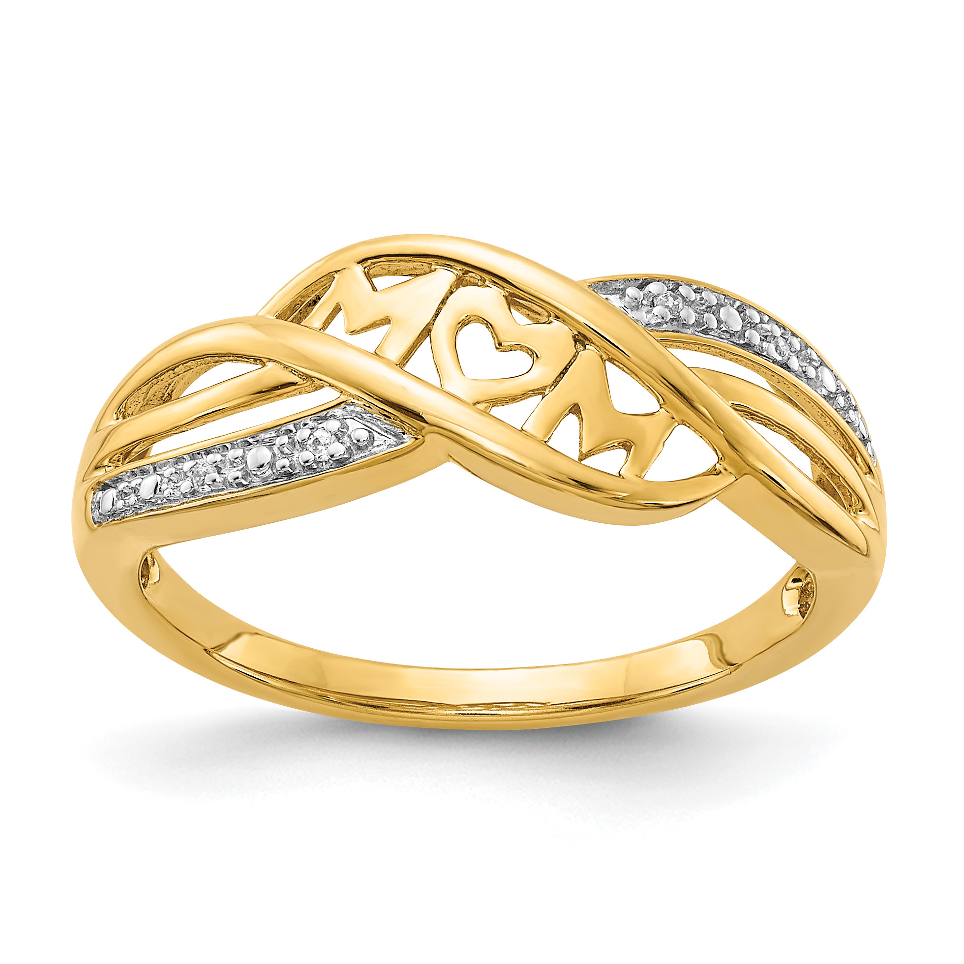 10K w/Rhodium Diamond MOM Ring (RM5714-001-1YA)