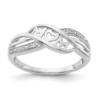 14k White Gold Diamond MOM Ring