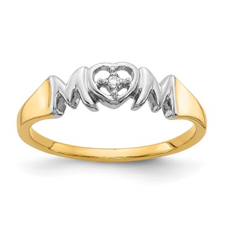 14k and White Rhodium Diamond MOM Ring