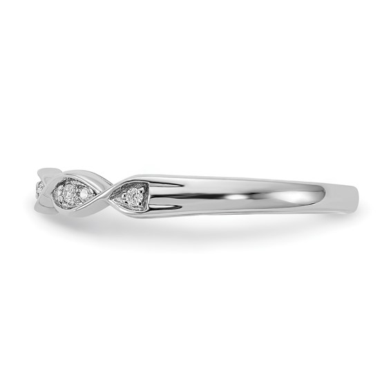 14k White Gold Criss-Cross 1/15 carat Diamond Complete Wedding Band