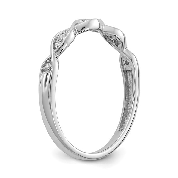 14k White Gold Criss-Cross 1/15 carat Diamond Complete Wedding Band