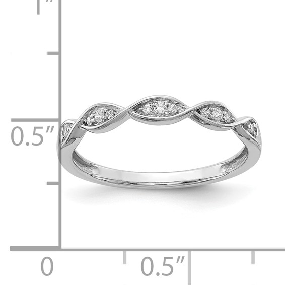 14k White Gold Criss-Cross 1/15 carat Diamond Complete Wedding Band