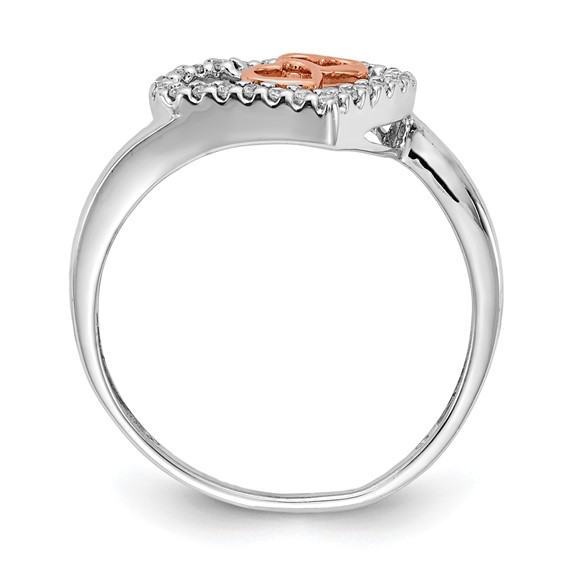 14k White Gold and Rose Gold 1/8 carat Diamond Heart Ring