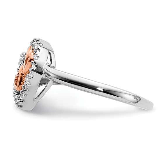 14k White Gold and Rose Gold 1/8 carat Diamond Heart Ring