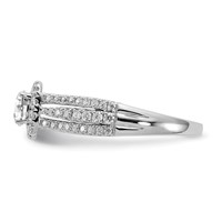 10K White Gold 1 Carat Lab Grown Diamond VS SI+ G+ Round Complete Halo Engagement Ring view 3
