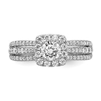 10K White Gold 1 Carat Lab Grown Diamond VS SI+ G+ Round Complete Halo Engagement Ring view 4