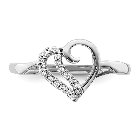 14k White Gold 1/10 carat Diamond Heart Ring