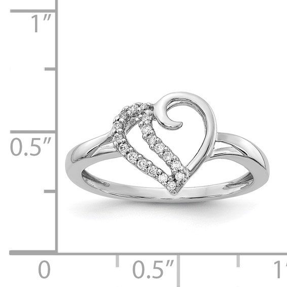 14k White Gold 1/10 carat Diamond Heart Ring