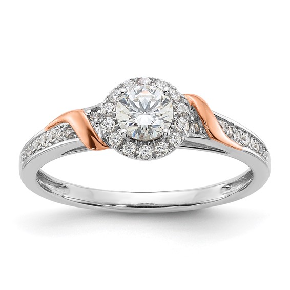 Sterling Silver w/Rose Plate & CZ Semi-mount Engagement Ring