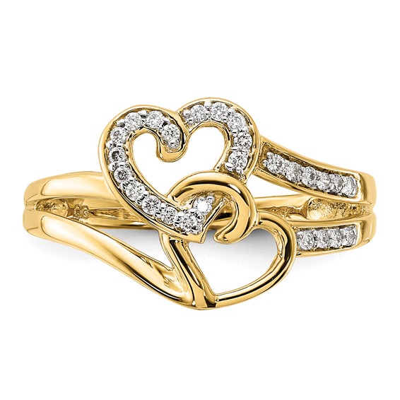 Gold Polished Diamond Heart Rings