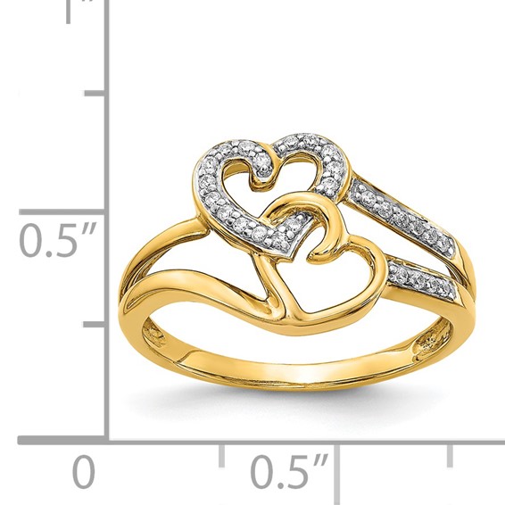 Gold Polished Diamond Heart Rings