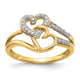 Gold Polished Diamond Heart Rings