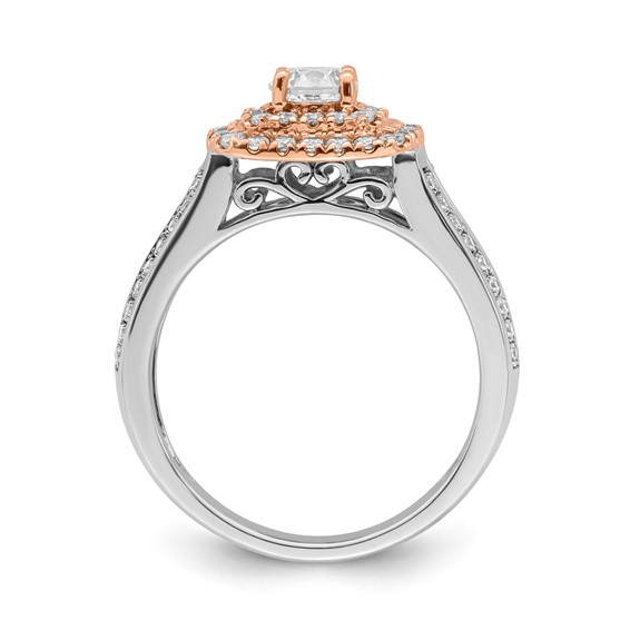 Sterling Silver w/Rose Plate & CZ Semi-mount Engagement Ring