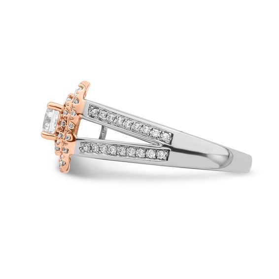 Sterling Silver w/Rose Plate & CZ Semi-mount Engagement Ring