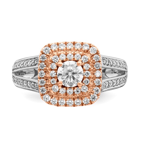 Sterling Silver w/Rose Plate & CZ Semi-mount Engagement Ring