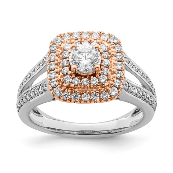 Sterling Silver w/Rose Plate & CZ Semi-mount Engagement Ring