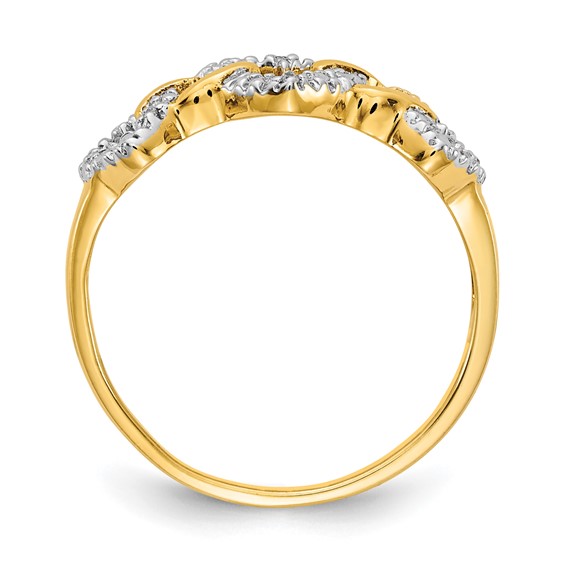 14k Diamond Triple Heart Ring